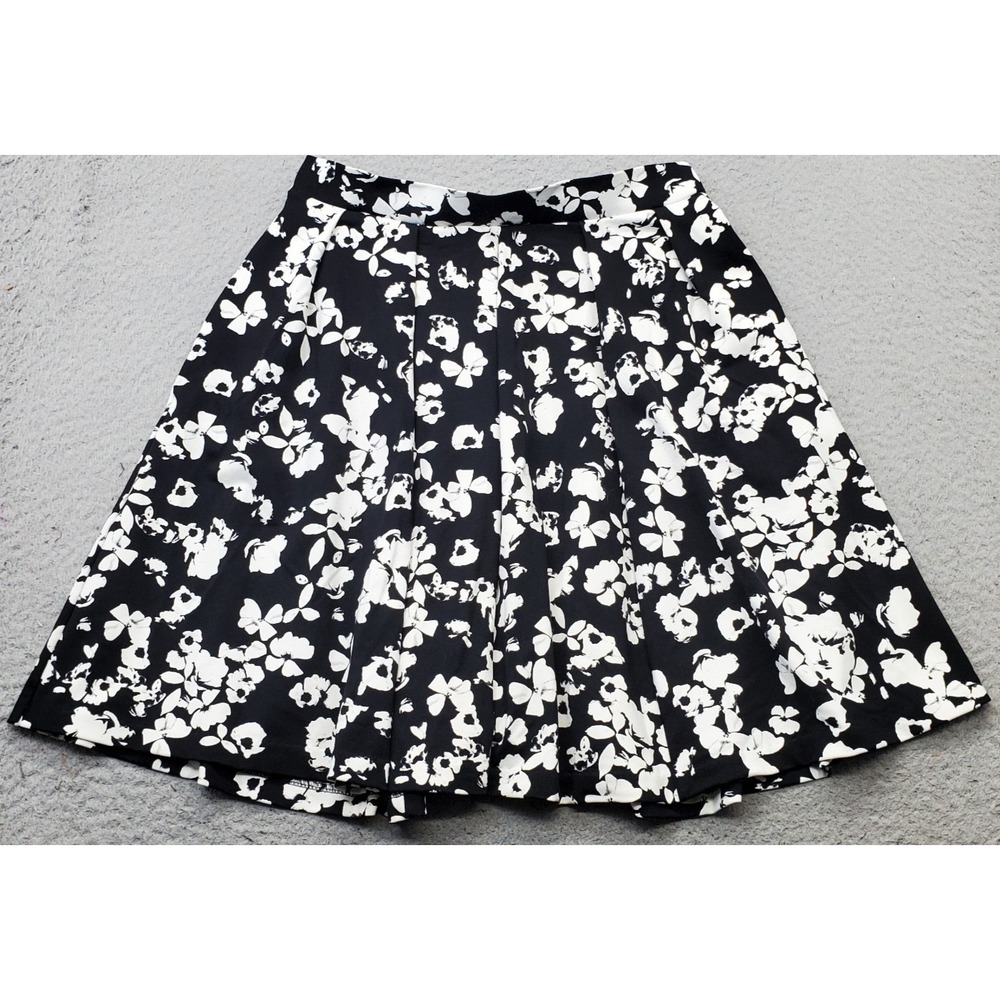 Cynthia Rowley Skater Skirt Womens Small Multi Floral Pleated Stretch Back Zip